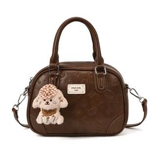 法式新款壓花貝殼包 時尚女士單肩斜挎包 精緻小巧通勤包, 棕色帶掛件