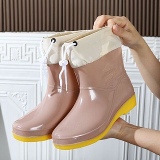 束口防水雨鞋，女士短筒防滑膠鞋， súlico