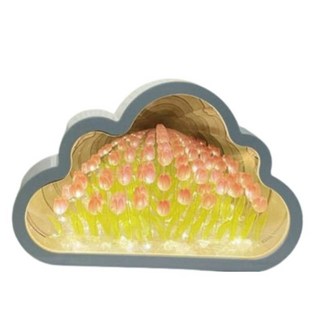 雲朵鬱金香小夜燈︱花海小夜燈 DIY 手作 生日禮物 DIY材料包 手作材料包︱麥手作, A粉紅, 1個