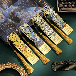 SEAE 고급 선물용 금속 책갈피 다이어리 독서 예쁜 납작 북마크 4종 세트, 1세트, 해바라기+밤하늘+아이리스+장미