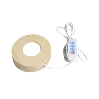 木燈座 水晶燈座 LED燈座 USB七彩燈座，多色可選，營造浪漫氛圍，提升居家品味。, 暖白光-10公分可調節三色溫與亮度