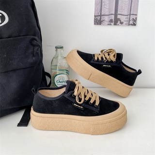 休閒平底鞋 時尚板鞋 美式復古休閒板鞋女 2025春秋季新款厚底增高小白鞋 超火百搭帆布鞋