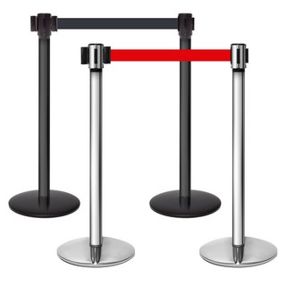 디앙트 국산 자동벨트 차단봉 2m 3m 안전 가이드라인 출입금지 바리게이트 바리케이드, 실버봉 블랙2m벨트, 1개