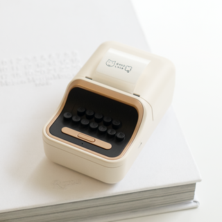 메카솔루션 RETRO 무선 라벨 프린터 + 라벨지 세트, 1세트, 화이트, 아이보리