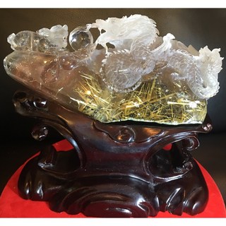 鈦晶「望子成龍」天然水晶精雕擺件「附收藏訂製錦盒」