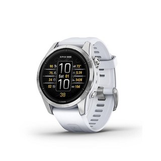 Garmin epix Pro (Gen 2) 42mm 고성능 스마트워치 고급 트레이닝 기술 내장 손전등 화이트스톤, 1개, Silver with Whitestone Band