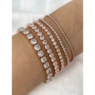 로즈골드 스왈 큐빅 테니스팔찌 레이어드 써지컬스틸 체인 써지컬 빅사이즈