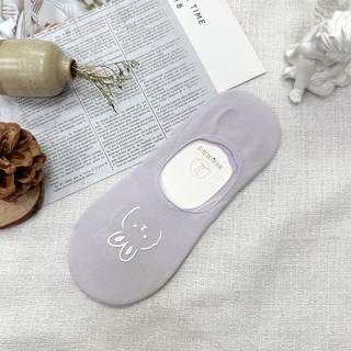 HanVo 春夏柔和可愛兔兔隱形襪 薄款透氣親膚舒適淺口棉質船襪 流行百搭休閒襪 女生配件