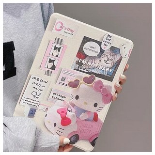 TYREUS 영문 라벨 포스트잇 키티 아이패드 케이스 2024 프로 회전 거치대 에어 호환 펜홀더 10.2인치 태블릿 케이스, 1개