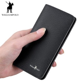 WILLIAM POLO 男士真皮長夾 多卡位超薄設計 防水耐磨 黑色/藍色
