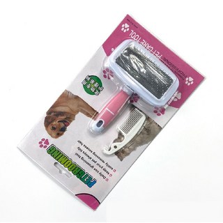 냥멍스 반려동물 핀 브러시 소형 강아지빗 고양이빗 털빠짐제거 마사지브러시 애견 애묘 겸용 부드러운 털관리 10x13.5cm 블루 핑크, 1개, 옵션1) 핑크