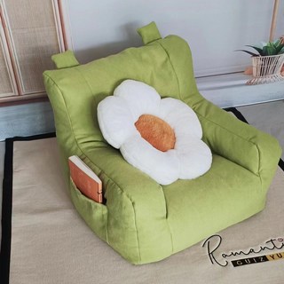 兒童小沙發 寶寶懶人卡通可愛迷你沙發, 1個, 中號綠色棉麻兒童小沙發EPS環保顆粒