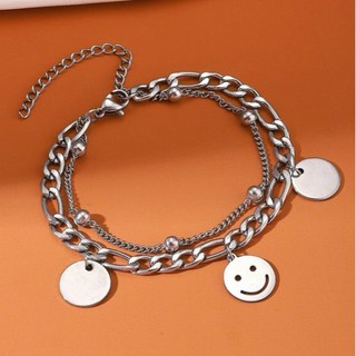 舉飾無雙 304L不鏽鋼 圈圈微笑 雙層手鍊