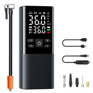 無線充電車載充氣泵車用數顯打氣泵小轎車便攜式迷你輪胎充氣泵, 無線車載兩用  黑色:1, 1個