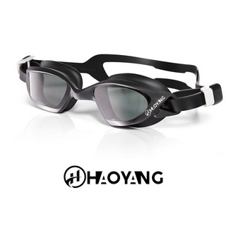 高清防水防霧 一體成型競技 泳鏡, 黑色, 1個