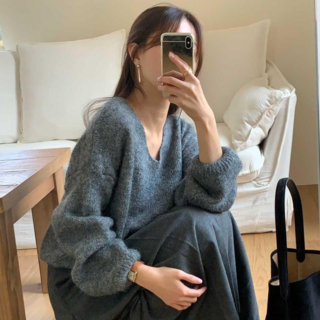 루어스룸 누벨 하객룩 브이넥 니트 (5color)