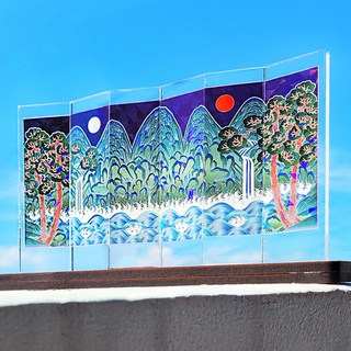 일월오봉도 자개 스티커 아크릴 미니 탁상 장식 만들기 키트 / 외국인선물 한국기념품 한국감성굿즈 인테리어, 1개, 미니 버전-검정아크릴