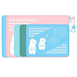 食品級硅膠兒童餐墊，防水防油可折疊，小學生餐桌墊，台灣熱賣, 隨機色,6040學生餐墊, 1個