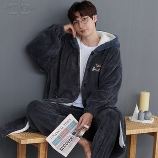 스타일닥터 남자 겨울 수면잠옷 투피스 빅사이즈 롱 파자마 홈웨어 플란넬 잠옷세트