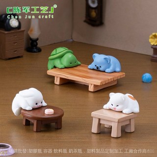 可愛趴趴小動物公仔萌粒 娃娃屋裝飾品 車用辦公桌面擺件, 2#烏龜,趴趴小動物, 1個