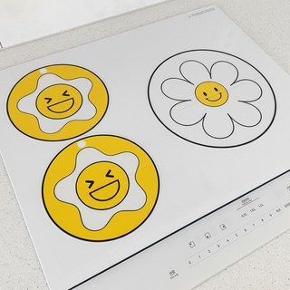 리빙엄마 인덕션 보호매트 실리콘 패드 기스 스크래치, 3개, 흰색+노랑