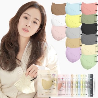 아이바나리 KF94 새부리형 컬러 마스크 30매, 코튼아이보리, 3개, 10개입