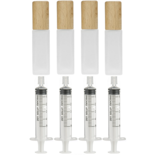 리빙패션 휴대용 미니 향수 공병 10ml + 소분 주사기, 4세트, 우드 불투명