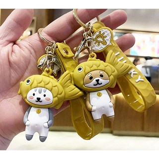鯛魚燒柴犬吊飾 動物吊飾 鑰匙圈 鑰匙扣 小貓 小豬, 1個, 貓咪