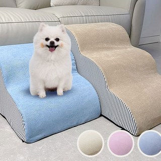 寵物樓梯狗狗上床階梯防滑爬梯斜坡可拆洗小型老年犬梯子床邊沙發, 1個, 藍色兩階,條絨斜坡爬梯（外套可拆洗）依沙發/床0