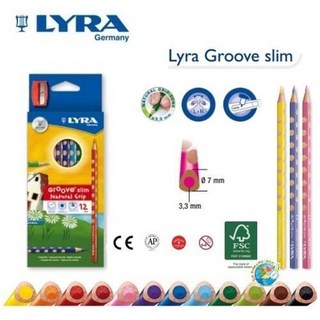 LYRA Groove slim 幼兒細款三角洞洞矯正原木色鉛筆12色組 (附贈削筆器), 1個