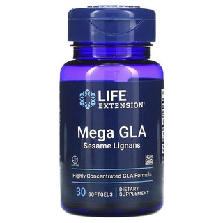 LIFE EXTENSION Mega GLA芝麻木酚無麩質軟膠囊, 30顆, 1罐