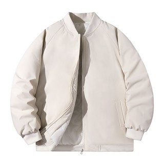 素色棒球領棉衣 - 短版保暖棉外套