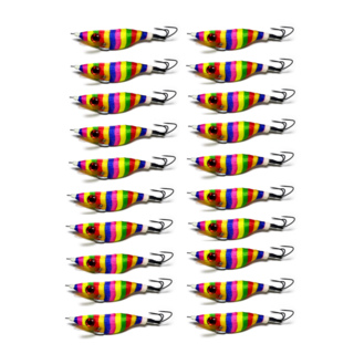 FST 왕눈이 삼발이 에기 왕발 수평에기 문어 에기 축광 대왕 피문어 돌문어 3발 애기 채비 20개입, 1세트, 9g, 색동