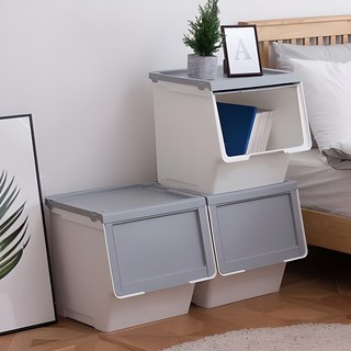 이즈리빙 국내산 슬라이딩 리빙박스, 그레이, 특대(455 x 410 x 415 mm), 3개