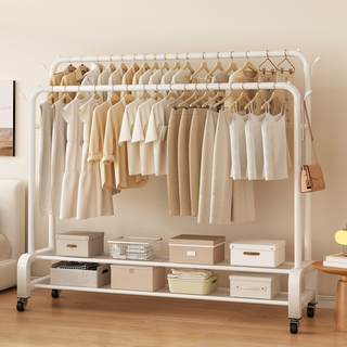 모파인 더블 스탠드 행거 스탠드 옷걸이 행거 드레스룸 시스템 행거 튼튼한 철제 2단 행거 옷장 행거 선반행거 이동식 행거 2단, 화이트, 일반형