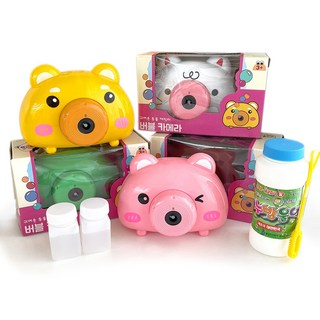 자동 비눗방울 카메라 동물 버블건 어린이집 생일 선물 구디백 장난감 답례품, 1개, 핑크