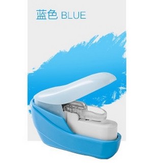 簡易購 無針釘書機 省力環保訂書機 安全文具用品, 藍色(最多4張70g紙), 1個