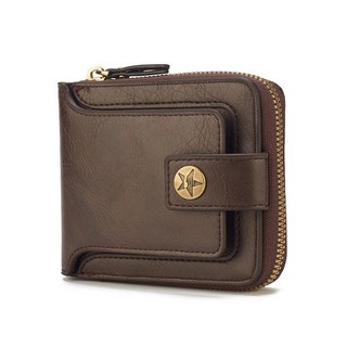 男士時尚樹形圖案拉鍊扣 PU 信用卡卡夾小拉鍊硬幣存儲拉鍊鈕扣閉合商務錢包男士的理想選擇