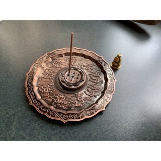 畫意坊 銅合金精緻 九龍壁 香插線香座 適用線香、盤香、塔香 仿古香爐 仿銅家居