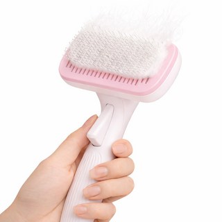 페이퍼랩 원터치 부드러운 케어 반려동물 브러쉬, 1개, 핑크