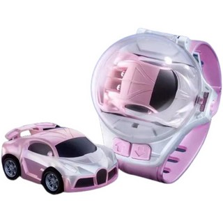 NCC認證 手錶遙控 兒童玩具 電動迷你合金賽車 生日禮物, 布加迪粉, 1個