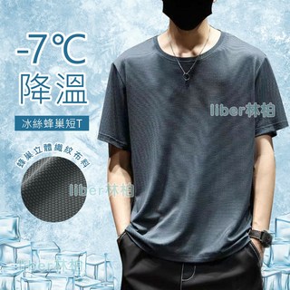 【林柏】冰絲涼感蜂巢織紋速乾透氣運動短T，五色可選，尺寸M-5XL，舒適透氣，運動休閒皆宜