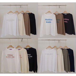 여성 티셔츠 라운드 레터링 나염 프린팅 데일리티 긴팔티셔츠