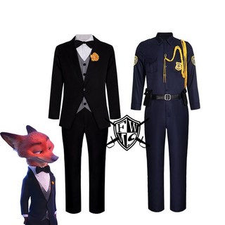 瘋狂動物城 狐尼克 警官服 cos 動漫制服套裝 萬聖節服裝, 1個, 尼克警服,S