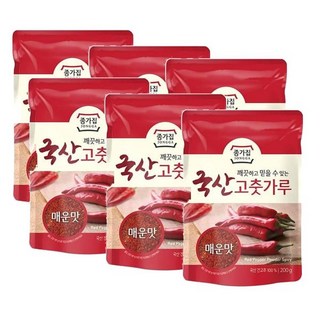 종가 국산 고춧가루 (매운맛) 깨끗하고 믿을수 있는, 6개, 200g