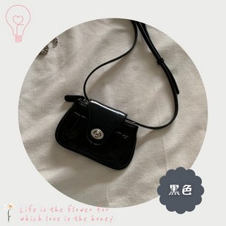 BabyHippo mini亮皮零錢包 鍊條斜跨小包 口紅迷你包 韓系油蠟皮革斜背包 銀色, 黑色