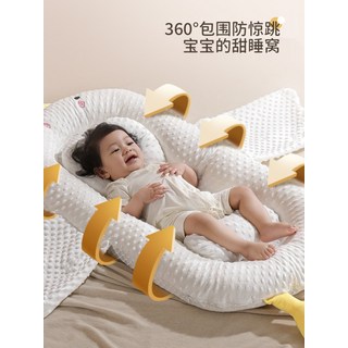 可攜式嬰兒床中床 寶寶防壓床 新生兒安撫睡覺神器 折疊斜坡涼席, 【折疊 珍珠棉款】天使藍