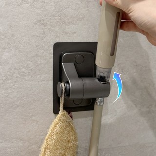 브릭오유 3세대 샤워기 거치대 360도 각도조절 무타공, 다크그레이