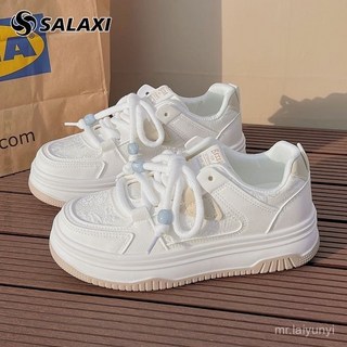 限時購 新中式透氣小白鞋女2024秋季款秋季薄款厚底闆鞋百搭運動休閒鞋潮休閒時尚潮流輕便透氣7TMJ