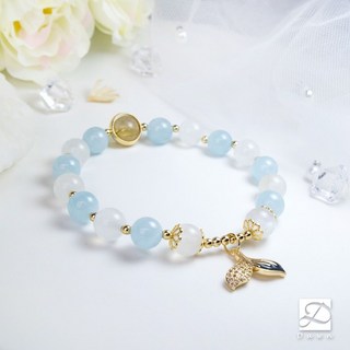 【彤恩時尚】自信水晶手鍊 海藍寶 月光石 黃髮晶 彈性手鍊 《手圍15CM》